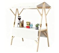 cendbirut Rack Pieghevole del Mercato con baldacchino, Carrello Pieghevole del Venditore all'aperto, Carrello Commerciale Mobile del Venditore di Cibo di Strada, per Il Mercato,Bianca,150 * 60cm