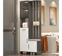 Cendbirut Separé per Pareti, Schermo Divisorio per Ingresso, Colonna dal Pavimento al Soffitto con Armadietto/Ripiano con Cuscino, Separé in Legno, Armadietto Divisorio per Ingresso,B white+gray,31.4"