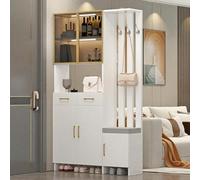 cendbirut Separé per Pareti, Schermo Divisorio per Ingresso, Colonna dal Pavimento al Soffitto con Armadietto/Ripiano con Cuscino, Separé in Legno, Armadietto Divisorio per Ingresso,B White,47.2"