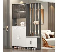 cendbirut Separé per Pareti, Schermo Divisorio per Ingresso, Colonna dal Pavimento al Soffitto con Armadietto/Ripiano con Cuscino, Separé in Legno, Armadietto Divisorio per Ingresso,B White+Gray,63"