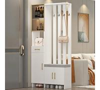 cendbirut Separé per Pareti, Schermo Divisorio per Ingresso, Colonna dal Pavimento al Soffitto con Armadietto/Ripiano con Cuscino, Separé in Legno, Armadietto Divisorio per Ingresso,B White,39.4"