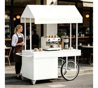 cendbirut Stand del Mercato dei contadini del chiosco, Carrello del Venditore all'aperto con baldacchino, per Uso di Matrimonio, Vendita al Dettaglio e Consegna,Bianca,140 * 70cm