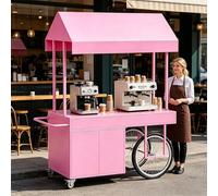 cendbirut Stand del Mercato dei contadini del chiosco, Carrello del Venditore all'aperto con baldacchino, per Uso di Matrimonio, Vendita al Dettaglio e Consegna,Rosa,120 * 70cm