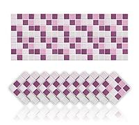 Cendray 20 Pz Adesivi per Piastrelle Antiolio Impermeabile PVC Autoadesivo Decorazione Stile Mosaico Adesivi per Bagno Cucina Parete Fai da Te (20x20cm,Viola)