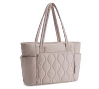 Ceneda Grande borsa tote con cerniera, borsa a mano con scomparto per laptop e portabottiglie, borsa a tracolla con tasca bagnata per lavoro, scuola, viaggi, palestra, Beige, Large