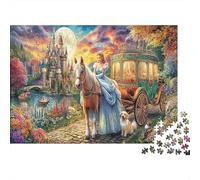 Cenerentola Scena Puzzle Classico Da 1000 Pezzi, Per Bambini 8-12 & Adulti, Cartone Spesso,Carrozza di cavalli Village Art Regalo Per Amanti Dei Puzzle, Gioco Cerebrale 70x50cm/1000pcs