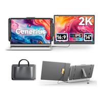 Cenerius Estensore per schermo portatile 2K ultra trasparente, monitor portatile IPS da 14", 2160 x 1440 QHD, doppio monitor per laptop, con HDMI/USB-A/Tipo-C per laptop da 13-17" (Mac/Wins/Android