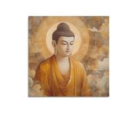 CENGLIS Poster con Buddhismo indiano classico Gongbi, decorazione artistica da parete moderna su tela, 60 x 60 cm, senza cornice