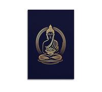 CENGLIS Poster con Buddhismo indiano dorato, stile Buddha seduto, moderno, decorazione artistica da parete su tela, 20 x 30 cm, senza cornice