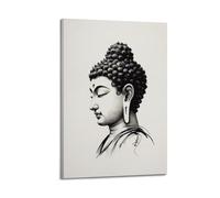 CENGLIS Poster con Buddhismo indiano realistico, con testa di Buddha, moderna, decorazione artistica da parete, 50 x 75 cm, con cornice