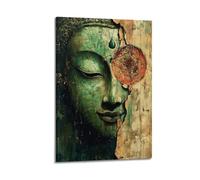 CENGLIS Poster con Buddhismo indiano retrò, poster moderno da parete su tela, decorazione estetica da parete, 50 x 75 cm, con cornice
