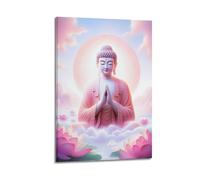 CENGLIS Poster con Buddhismo indiano rosa sognante - viola Buddha seduto poster moderno su tela decorazione estetica pittura 60 x 90 cm con cornice