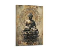 CENGLIS Poster con Buddhismo indiano vintage, stampa artistica da parete moderna su tela, decorazione artistica da parete, 40 x 60 cm, con cornice