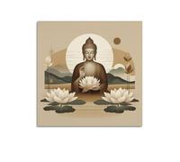 CENGLIS Poster con Buddhismo religioso minimalista, stile moderno, decorazione artistica da parete su tela, 40 x 40 cm, senza cornice