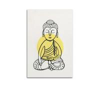CENGLIS Poster moderno da parete con Buddhismo indiano, motivo: Buddha seduto, su tela, 50 x 75 cm, senza cornice