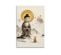CENGLIS Sakyamuni Buddha Ink - Wash Master - Statua del discepolo poster moderno artistico da parete su tela decorazione estetica pittura 40 x 60 cm senza cornice