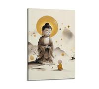 CENGLIS Sakyamuni Buddha Ink - Wash Master - Statua del discepolo poster moderno artistico da parete su tela pittura decorativa estetica 20 x 30 cm con cornice