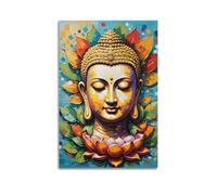 CENGLIS Stampa artistica da parete con statua di Buddhismo religioso, pop art, colorata, decorazione artistica da parete, stile moderno, 50 x 75 cm, senza cornice