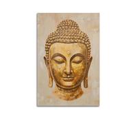 CENGLIS Stampa artistica da parete moderna su tela con immagine di Buddhismo indiano con testa di Buddha dorato, decorazione artistica da parete, 40 x 60 cm, senza cornice