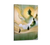 CENGLIS Stampa artistica da parete moderna su tela con stampa di Buddhismo indiano - Wash Mood Group Buddha 50 x 75 cm, con cornice