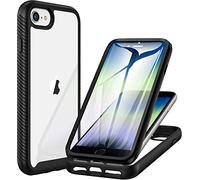 CENHUFO Cover per iPhone SE 2020 /SE 2022 /iPhone 8 /iPhone 7 /iPhone 6 / 6S, Custodia Antiurto 360 Gradi con Protezione Schermo Integrata Rugged Doppia Faccia Bumper Fronte Retro Full Case -Nero