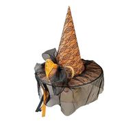 Cenifin Cappello da strega Halloween Cosplay Wizard Costume con velo per donne in maschera, cosplay, temi, feste, Halloween, cappello da strega per donne