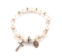 Cenifin Classico braccialetto di perle con perline di cristallo multicolore, regalo sacro per donne adolescenti religiosi bracciali a croce per donne