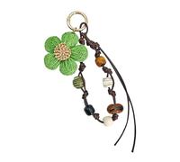 Cenifin Corda intrecciata Portachiavi Fiore Perline Pendente Borsa Charm Portachiavi Auto Moda Accessori Per Borsa Zaino Decori Ciondolo Charm, verde erba