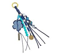 Cenifin Corda intrecciata Portachiavi Fiore Perline Pendente Borsa Charm Portachiavi Auto Moda Accessori Per Borsa Zaino Decori Ciondolo Charm, Blu