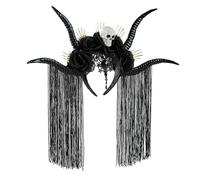 Cenifin Dark Series Antilope Horn - Fascia per capelli con teschio, motivo nappe, per Halloween, temi, feste, copricapo
