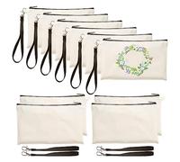 Cenlin 10 pezzi sublimazione bianco penna custodia bianca fai da te borse tela matita matita case trucco borsa matita matita case, Foto a colori.