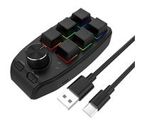 CENMEN Tastiera a manopola macro di programmazione personalizzata USB 6 Copia Incolla Mini Pulsante per Photoshop Gaming Tastiera Meccanica Nero