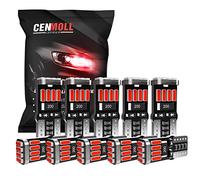 Cenmoll T10 501 W5W Ampoule LED Rouge Super Lumineux 168 194 501 W5W Ampoules LED Canbus Sans Erreur pour Lampes de Lecture Intérieures Plaque d'Immatriculation Plafonniers Feux Latéraux, Lot de 10