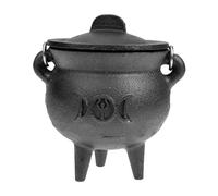 CENMOO Calderone 1/2 Halloween - Calderone Candy Holder, Halloween Decor Pot | Calderone in ghisa con coperchio e manico, bollitore strega di Halloween per pozioni Wicca Neopaganesimo Regalo 10 x 7,5