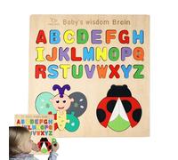 CENMOO Puzzle in Legno, Puzzle di Numeri per, Puzzle di Lettere minuscole, Pittura a base d'acqua, Tabella di Corrispondenza Numeri per Tutti I Piccoli
