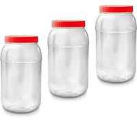 CENNET Barattolo rotondo in plastica da 4000 ml, con coperchio a vite, ermetico, senza BPA, per cucina, erbe, spezie, dolci (confezione da 3)