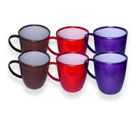Cennet Tazza in plastica con manico, riutilizzabile, infrangibile, leggera, per tè caldo e freddo, latte, acqua, succhi di frutta, ufficio, campeggio, viaggi, feste, senza BPA (confezione da 6)