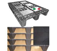 Cenni 12080 Set 5 Bancali Pallet in Plastica 1200 x 800 con 3 Traverse e Tappetino Auto in omaggio, Made in Italy