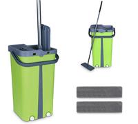 Cenocco uso domestico interno esterno-Prodotto e Accessorio per la Pulizia Casa-Scopa Piatto Microfibra Sistema di Spinatura Verde CC9077-GN