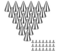 Cenpek - 100 paia di punte a cono e perno in metallo, 7 mm x 9,5 mm, per fai da te in pelle, rivetti punk, a forma di coincale (argento)