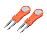CENPEK 2 pezzi Golf Divot Strumenti di Riparazione, Acciaio Inox Golf Pitch Forcella con Palla Magnetica Maker Golf Pieghevole Divot Strumento con Pulsante Pop-up per Golfista