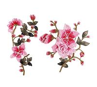 CENPEK 2 pezzi toppe ricamate a forma di rosa, toppe/applique da cucire su colletti, abiti, cappelli, borse, jeans, artigianato, accessori per abbigliamento fai da te, rosa