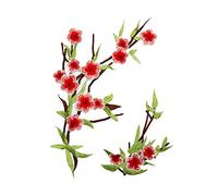 CENPEK 2 toppe ricamate a forma di fiore, da applicare con ferro da stiro, da cucire, colore rosso