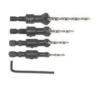 CENPEK 5Pcs Set di punte per trapano svasatore per la lavorazione del legno Fresa per fori Smussatura e foratura Punta da trapano svasatrice in acciaio integrata Chiave esagonale 6 10 13 16