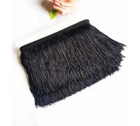 CENPEK 9,1 m di nastro con frange in pizzo bianco con nappe e frange per abiti da ballo latino, per abiti da ballo latino, abbellimento fai da te, paralumi e cuscini, colore: nero