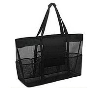 CENPEK Borsa da Spiaggia in Rete, Borsa a Tracolla Pieghevole, Borsa da Viaggio Extra Large con 6 Tasche, Borse da Picnic per la Famiglia, Shopping, Negozio di generi Alimentari, 70 x 18 x 45 cm