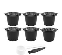 CENPEK Capsule ricaricabili per Nes-presso, 6 capsule riutilizzabili per Nes-presso, con cucchiaio da caffè con spazzola per Nes-presso, filtro nero