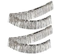 Cenpek - Confezione da 2 tende da pioggia in PET con nappe in seta, con nastro di metallo, per cerimonie, decorazioni per feste di nozze, decorazioni di compleanno, 30 cm x 3 m, colore: argento