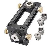 CENPEK - Kit di guida per trapano 2 in 1, regolabile, per la lavorazione del legno, con perno a 4 fori 6/8/10/12 mm, per viti da letto e armadietti, punzone