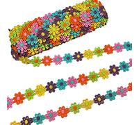 CENPEK Nastro in pizzo colorato con margherite e fiori, larghezza 2,5 cm, lunghezza 13,1 m, per cucito, artigianato, matrimonio, decorazione fai da te